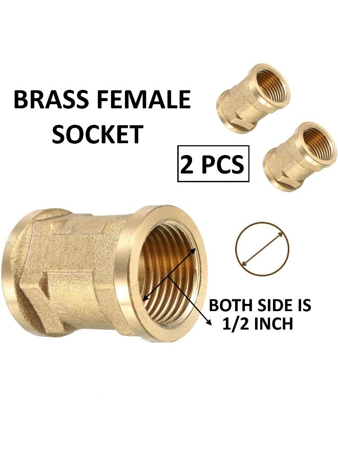 Royal Apex Royal Apex 2Pcs Set Brass Multi Purpose Hose Fittings With Bsp Thread For Plumbing, Gas, Hot Water Pipe Connector, Pneumatic Etc (Female Socket, 1/2 Inch) - Image 2
