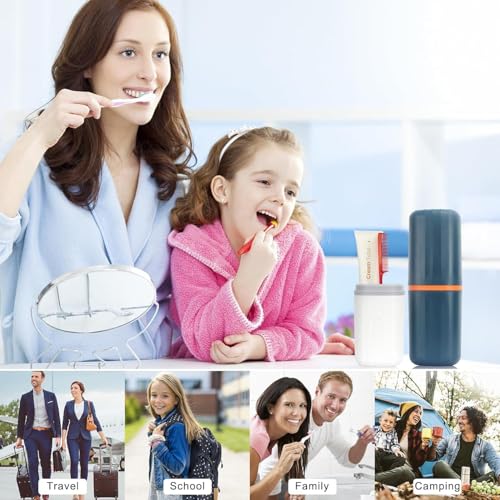 HAPPI Square Travel Toothbrush Holder, Portable Plastic Toothpaste Holder Box Cover with Lid,Travelling Toothbrush Storage Holder Bar for Bathroom Outdoor(Pack of 2- Blue/White) - Image 5