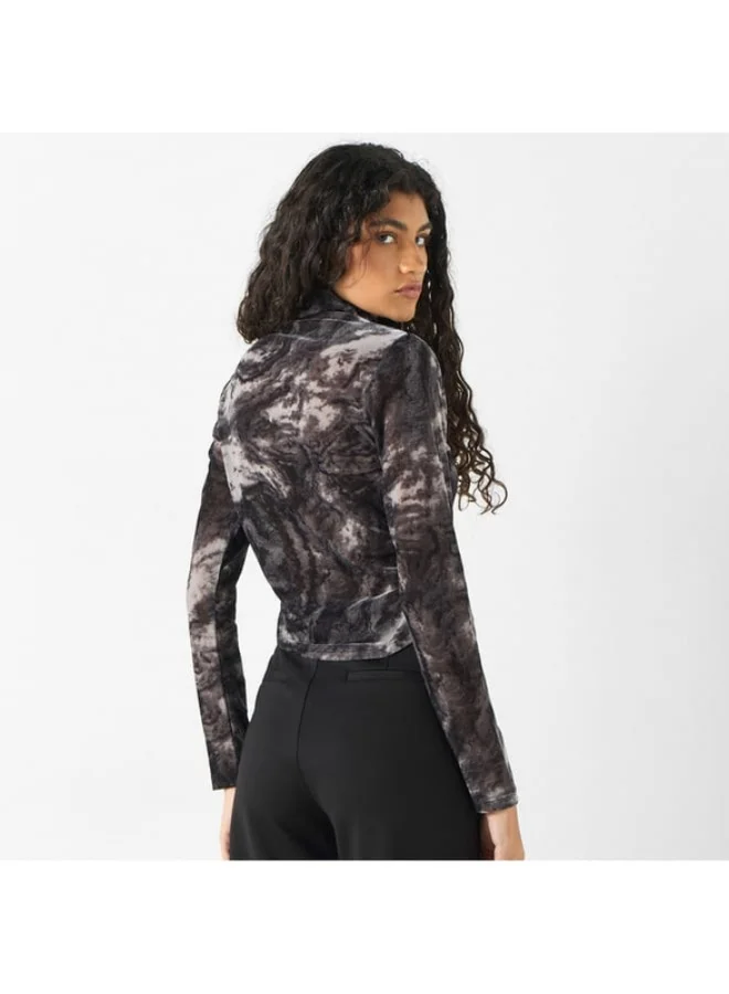 2Xtremz 2Xtremz All-Over Print High Neck Top with Long Sleeves