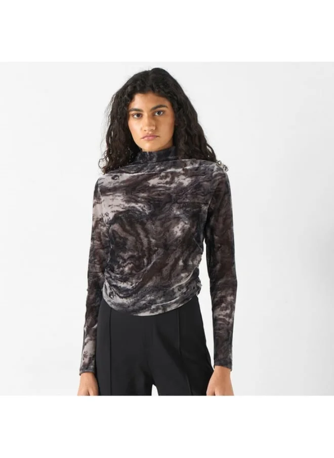 2Xtremz 2Xtremz All-Over Print High Neck Top with Long Sleeves