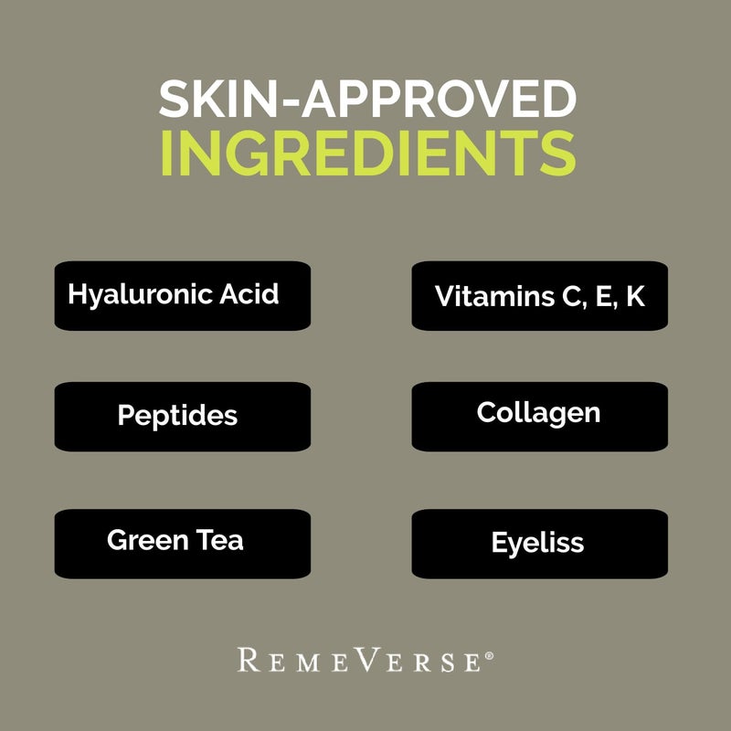 RemeVerse Menâ€™s Anytime Daily Moisturizer with Hyaluronic Acid, Peptides, Vitamins C & E, Collagen, Green Tea - Smoothes & Hydrates Skin, Fragrance-Free, Water-Based, Youthful Care Formula - 15ml - Image 4