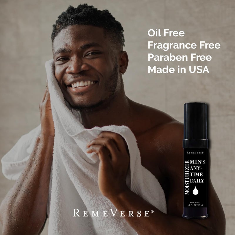 RemeVerse Menâ€™s Anytime Daily Moisturizer with Hyaluronic Acid, Peptides, Vitamins C & E, Collagen, Green Tea - Smoothes & Hydrates Skin, Fragrance-Free, Water-Based, Youthful Care Formula - 15ml - Image 5