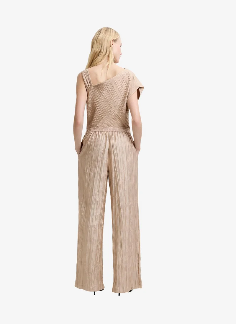 فرنش كونكشن Women's Warm Neutral Novie Crinkle Trouser