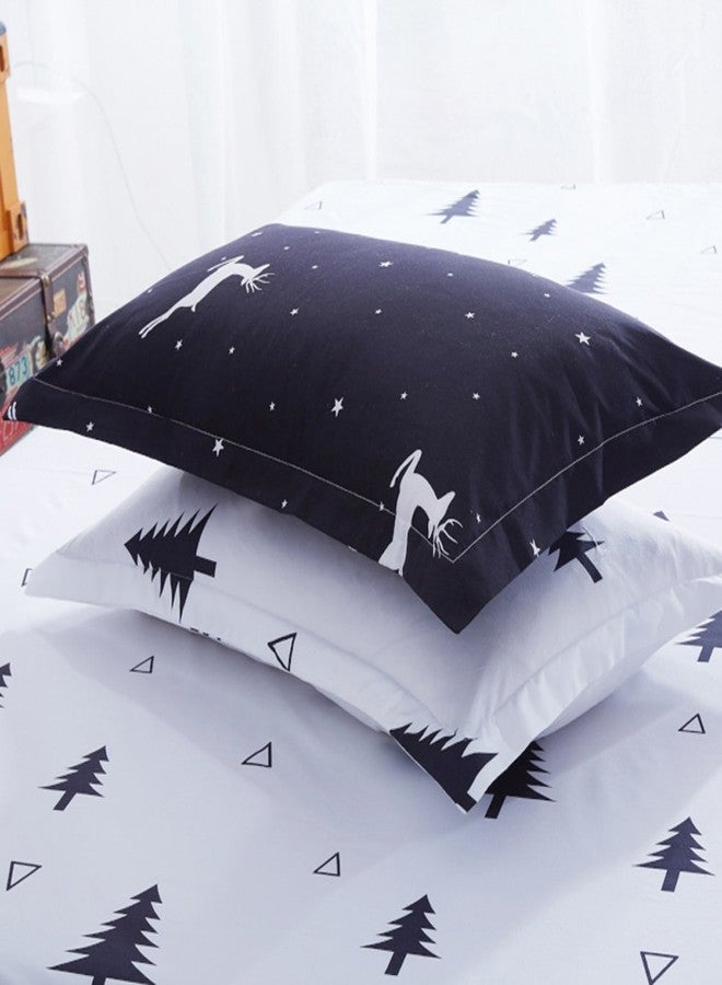 Mengersi Christmas Deer Bedding Pillowcase Duvet Cover Set with Zipper (King, White Deer) - Image 2
