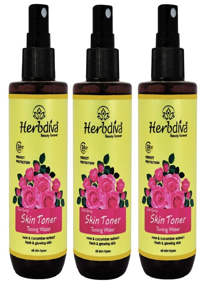 هيربيفا تونر هيربديفا المنقي للبشرة بخلاصة الورد، ماء منعش 100 مل | خلاصة الورد والخيار، لبشرة نضرة ومشرقة، عبوة من 3 قطع - Image 1