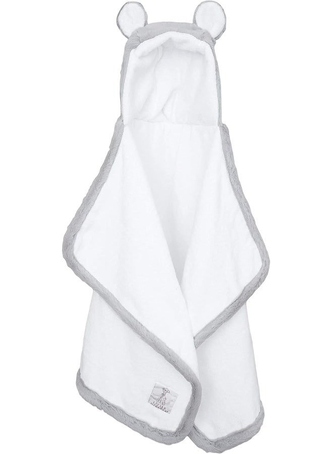Little Giraffe Luxe Baby Towel with Ears, 24" x 41", Silver - Image 2