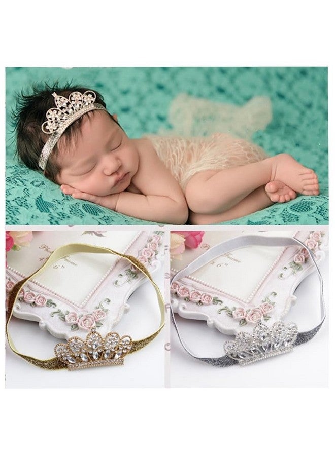 XICHEN®Baby Girls Crown Headband Newborn Princess Head Band Headdress Elastic Hair Band (Crystal -2Pack) - Image 2
