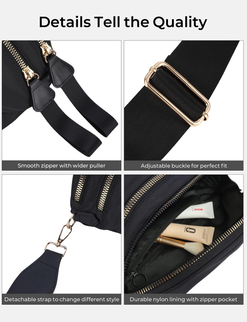 NIDOOT Crossbody Bum Bags for Women Trendy Fanny Packs Sling Cross Body Bag with Adjustable Strap(Black) - Image 5