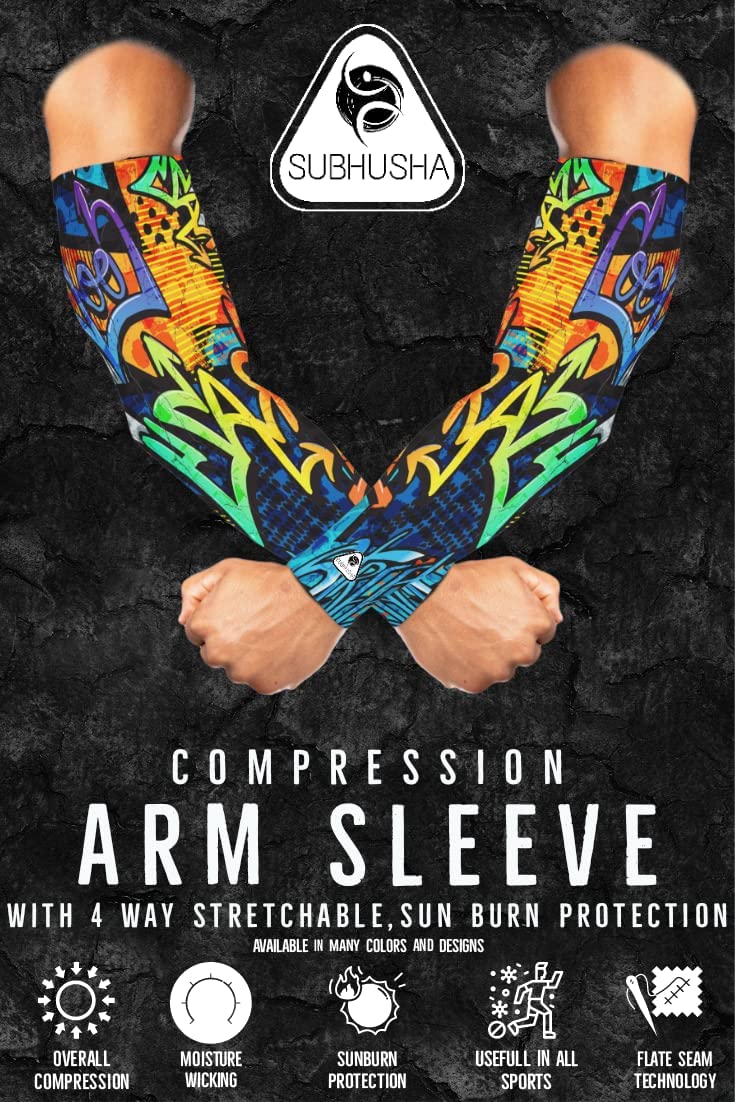 SUBHUSHA Arm Sleeve Unisex Sports Compression Sun Protection UV UPF 50 Cooling Sleeve Tattoo Cover Up Men & Women Cycling Cricket Biking Riding Golf Football Basketball & Running DP13 - Image 4