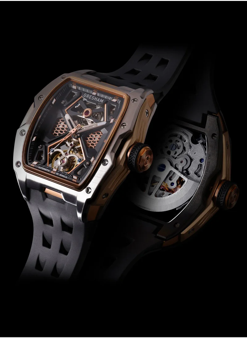 Gresham Gresham Special Edition Stainless Steel Silver and Rose Gold Men Watch - G1-0001-BKG