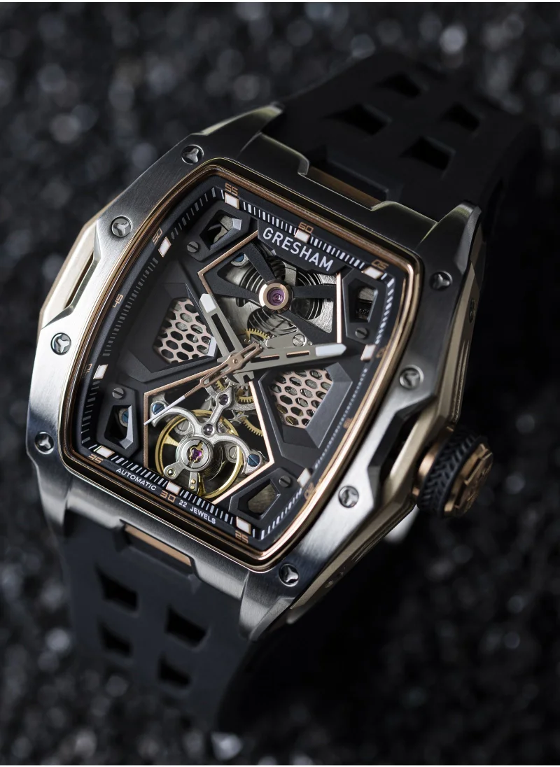 Gresham Gresham Special Edition Stainless Steel Silver and Rose Gold Men Watch - G1-0001-BKG