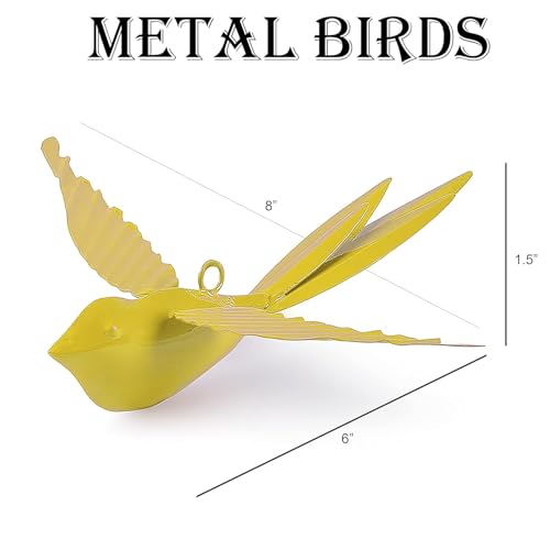 Elan Hanging Decorative Rockstar Bird Vibrant Metal Birds for Balcony, Garden, Home Décor Stylish Accent Pieces for Your Space Ideal for Brightening Your Indoor and Outdoor Spaces (Yellow, Set of 2) - Image 5