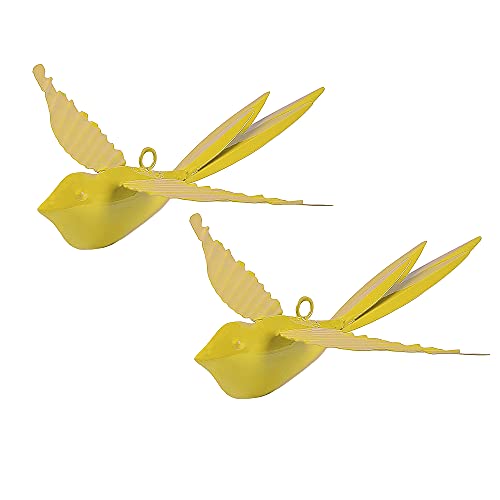 Elan Hanging Decorative Rockstar Bird Vibrant Metal Birds for Balcony, Garden, Home Décor Stylish Accent Pieces for Your Space Ideal for Brightening Your Indoor and Outdoor Spaces (Yellow, Set of 2) - Image 2