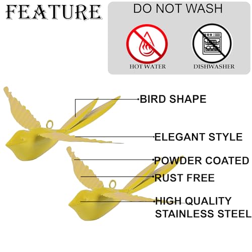 Elan Hanging Decorative Rockstar Bird Vibrant Metal Birds for Balcony, Garden, Home Décor Stylish Accent Pieces for Your Space Ideal for Brightening Your Indoor and Outdoor Spaces (Yellow, Set of 2) - Image 4