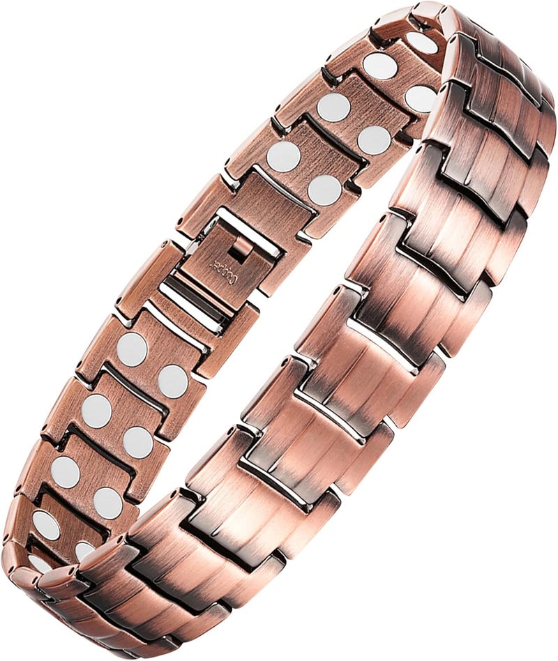 Feraco Feraco Men's Copper Magnetic Bracelet Elegant 99.99% Solid Copper Bracelets with Double-Row Strong Magnets,Magnetic Jewelry 