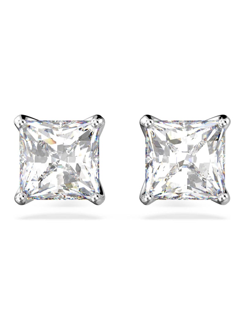 SWAROVSKI - Stilla Attract stud earrings Square cut, White, Rhodium plated - Image 1