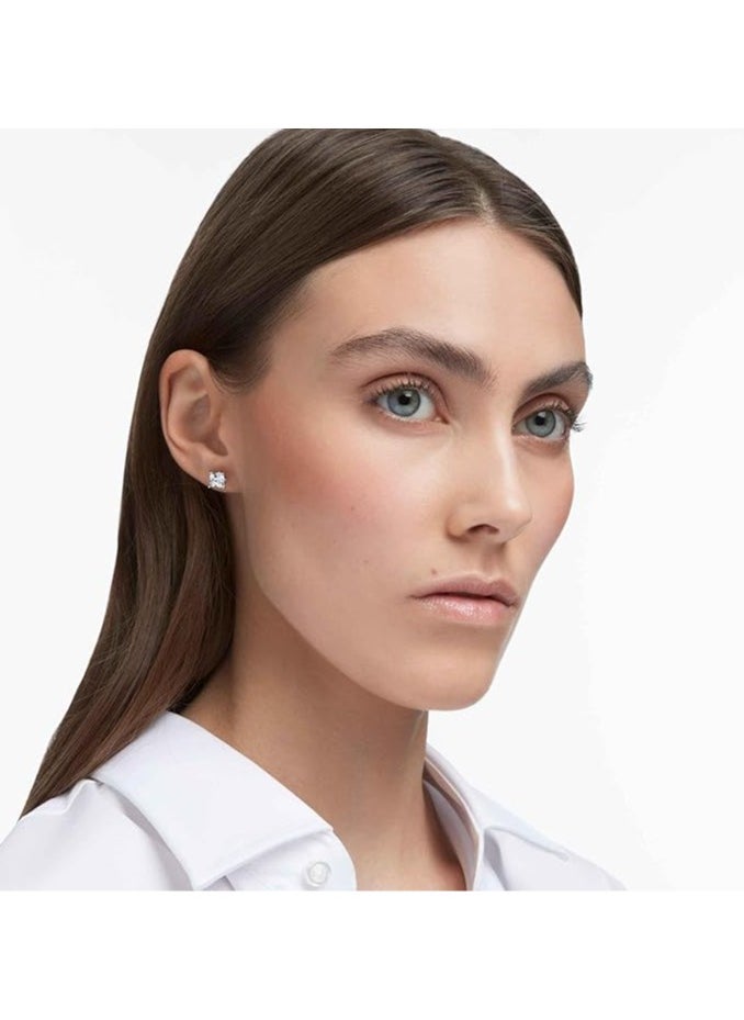 SWAROVSKI - Stilla Attract stud earrings Square cut, White, Rhodium plated - Image 1
