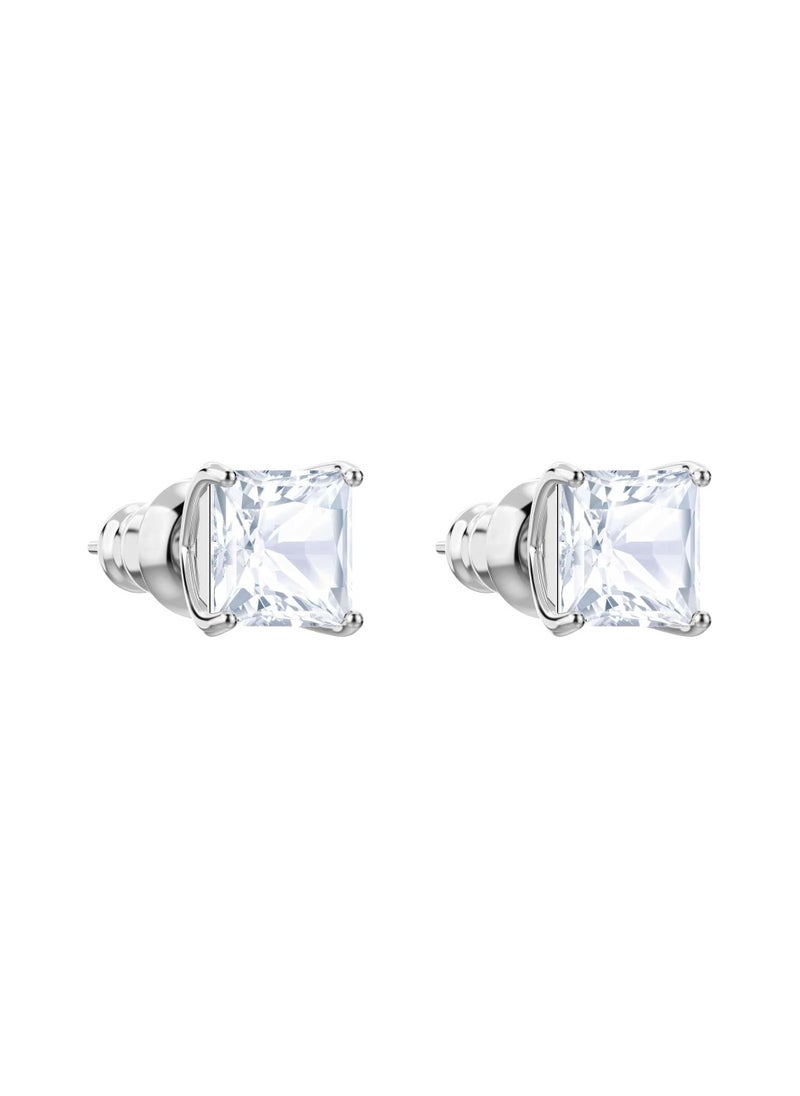 SWAROVSKI - Stilla Attract stud earrings Square cut, White, Rhodium plated - Image 1