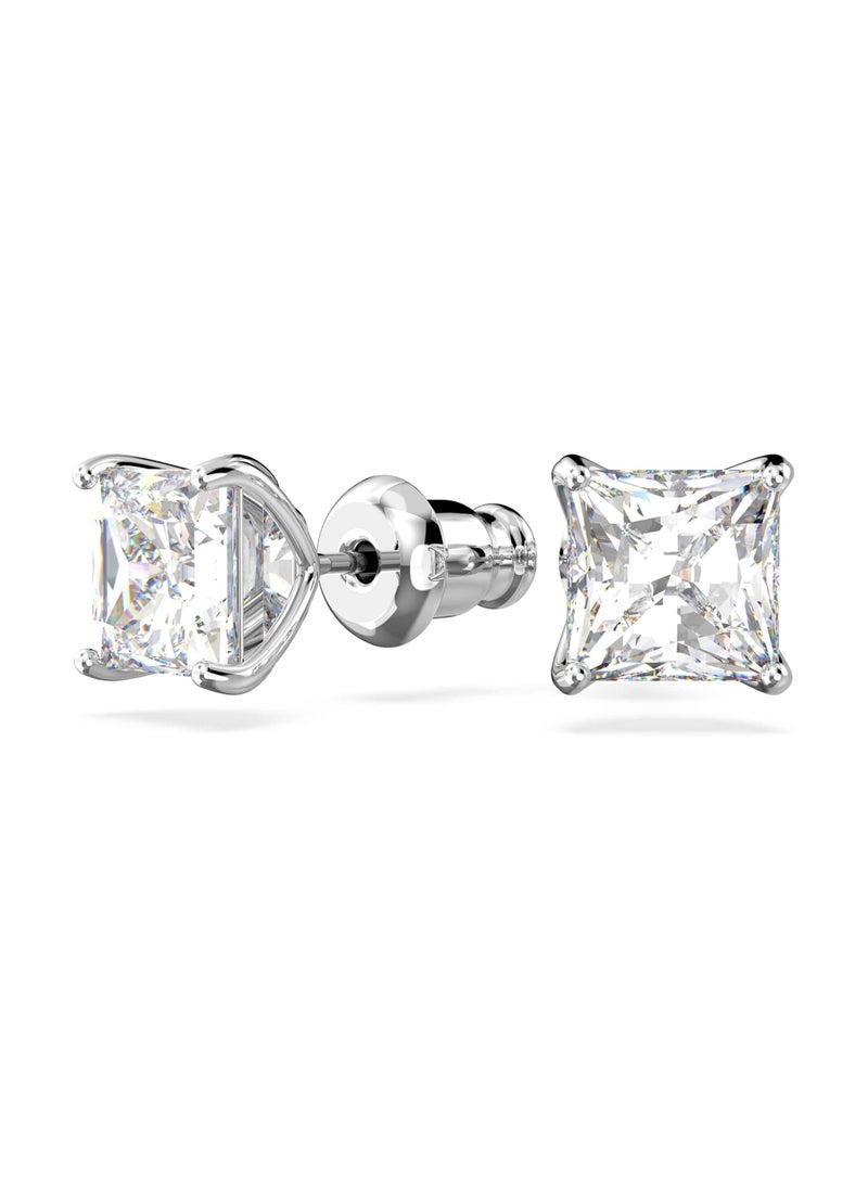 SWAROVSKI - Stilla Attract stud earrings Square cut, White, Rhodium plated - Image 1