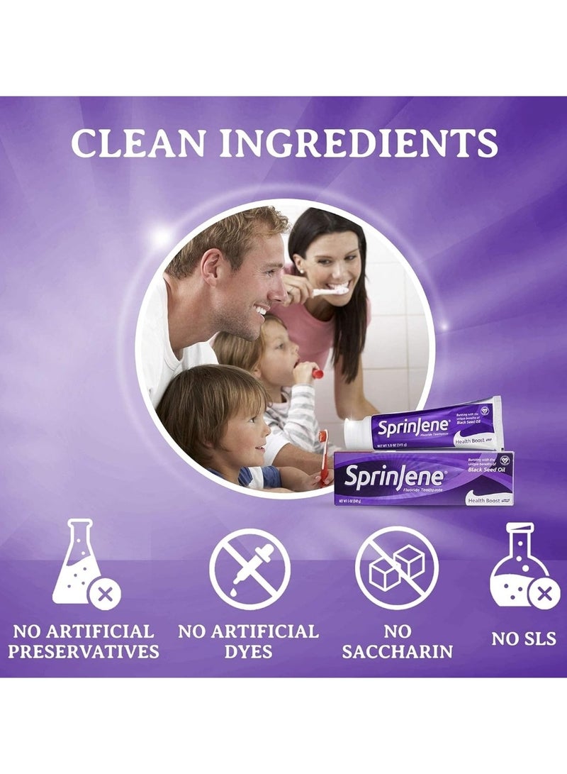 سبرين جين معجون أسنان طبيعي بزيت الحبة السوداء لتعزيز الصحة بالفلورايد 142 جم - Image 2