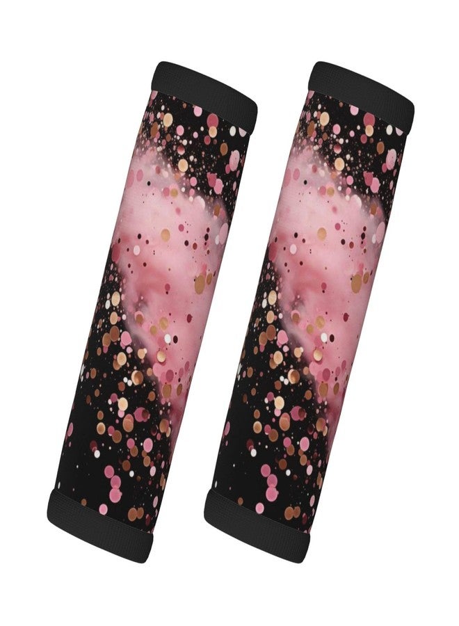 DXTKWL Black Pink Glitter Pattern Luggage Handle Wraps for Suitcase Luggage Identifiers Soft Handle Grips Covers for Travel Accessories, 2 Pack - Image 1