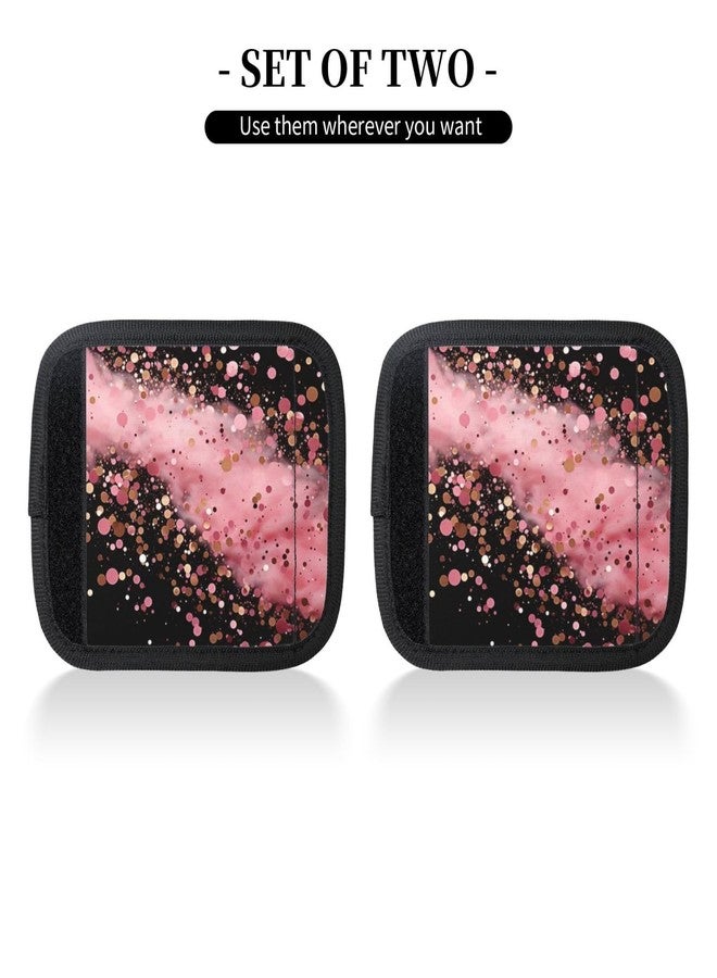 DXTKWL Black Pink Glitter Pattern Luggage Handle Wraps for Suitcase Luggage Identifiers Soft Handle Grips Covers for Travel Accessories, 2 Pack - Image 2