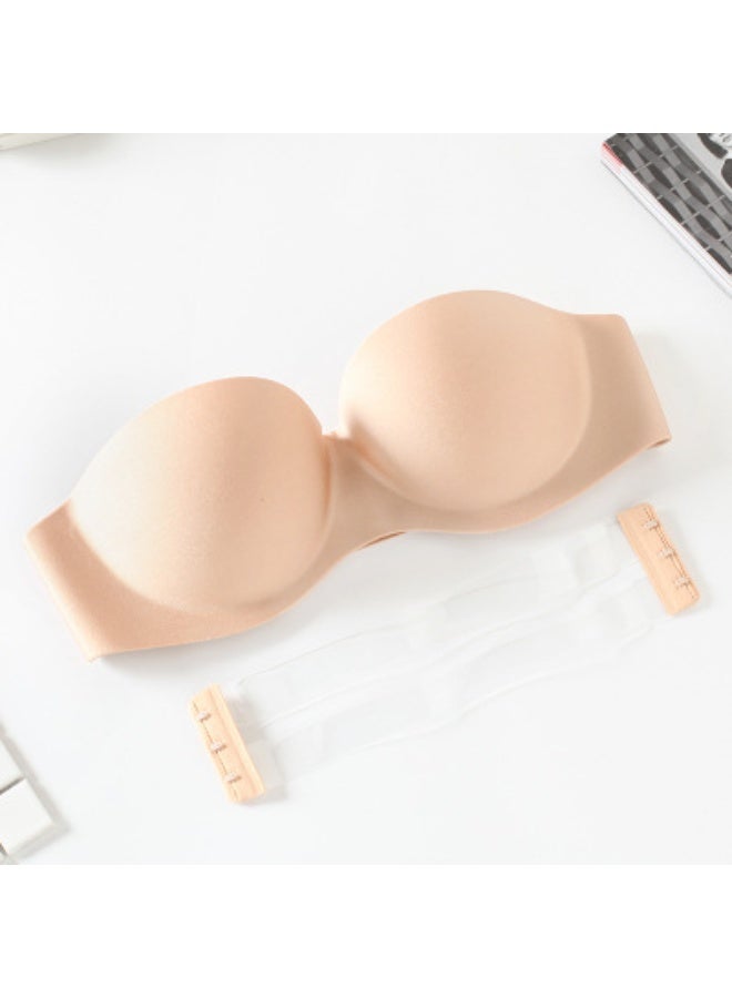 TAPIT Women's Strapless Backless Bra Push-Up Transparent Back Strapless Bra Underwire With Multi Bra Strap (Beige) - Image 1
