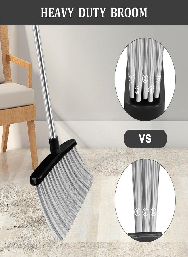 UDUK Broom and Dustpan Set, 51" Long Handle Broom with Dustpan Combo Set, Windproof Standing Dust pan with Self-Cleaning Teeth, Household Set Sweep Kitchen Office Lobby Pet Room - Image 4