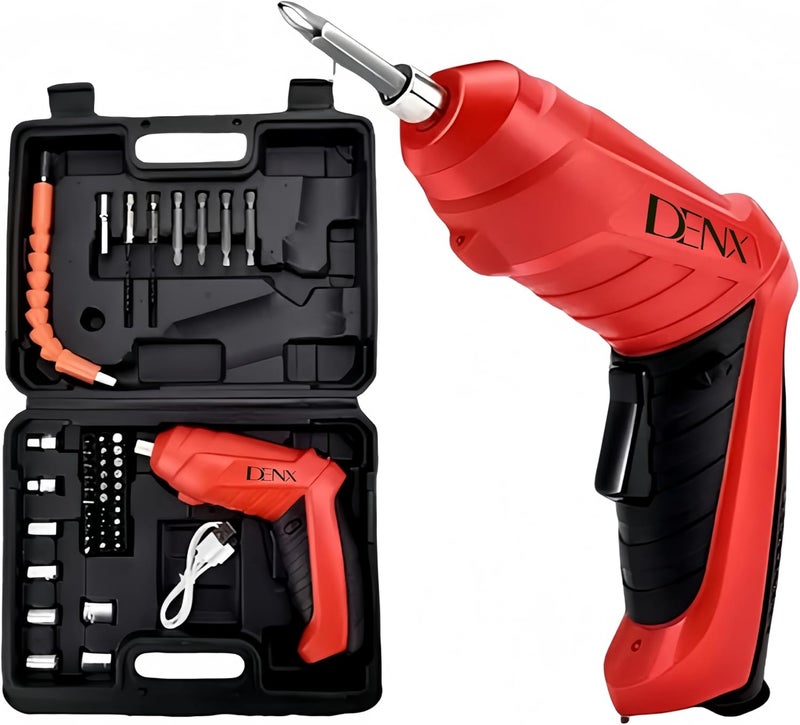 Denx Drill Driver Kit, Mini Adjustable Cordless Rechargeable Electric Screwdriver Set For Diy Project Suitable For Home, Speed Of 250 Rpm, 70 Minutes Working Hours, 1300Mah Battery, Dx2502 - Image 1