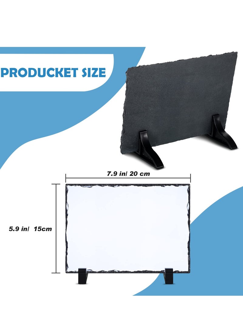 KASTWAVE Sublimation Blank Slate Rock Stone Photo Frame, Thermal Transfer Stone Slab Rectangular Photo Frame with Display Stand for Heat Press 2 Pcs, 3.9 x 5.9 Inches - Image 5