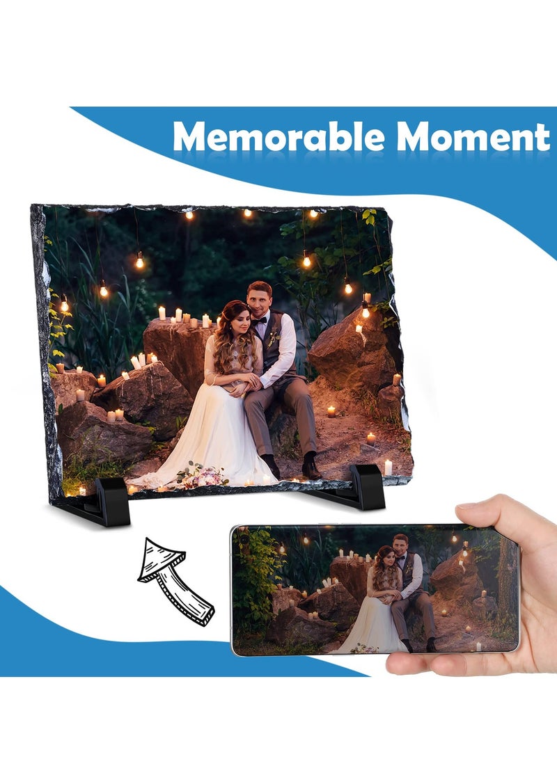 KASTWAVE Sublimation Blank Slate Rock Stone Photo Frame, Thermal Transfer Stone Slab Rectangular Photo Frame with Display Stand for Heat Press 2 Pcs, 3.9 x 5.9 Inches - Image 3