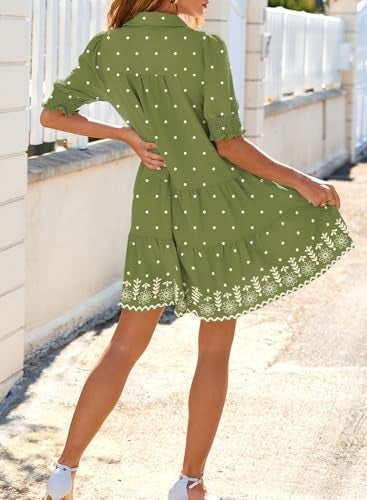Dokotoo Boho Dresses for Women Graduation Dress 2026 Spring Summer Casual Dress Mini Womens Dresses Vacation Resort Wear Texture Women's Clothing Fashion Beach Plus Size Clothes Green a - Image 5