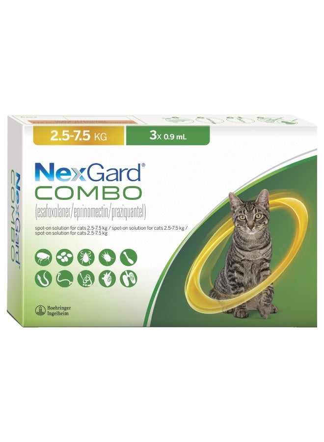 NexGard NexGard Combo drops against fleas ticks and helminths for cats (3 pipette) 2.5-7.5 kg - Image 1