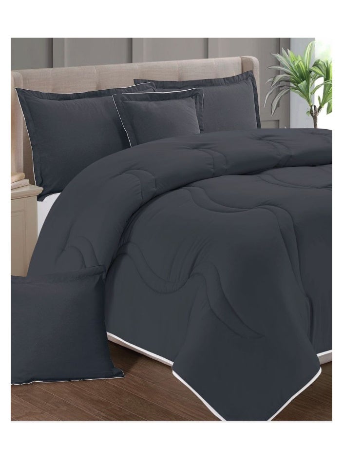 بلو سكاي مفرش سرير نفر ونص مصنوع من المايكروفايبر بنسبة 100% ، غطاء سرير بتصميم سادة، قابل للاستخدام على الوجهين، طقم من 4 قطع، مقاس 230X170 سم - Image 4