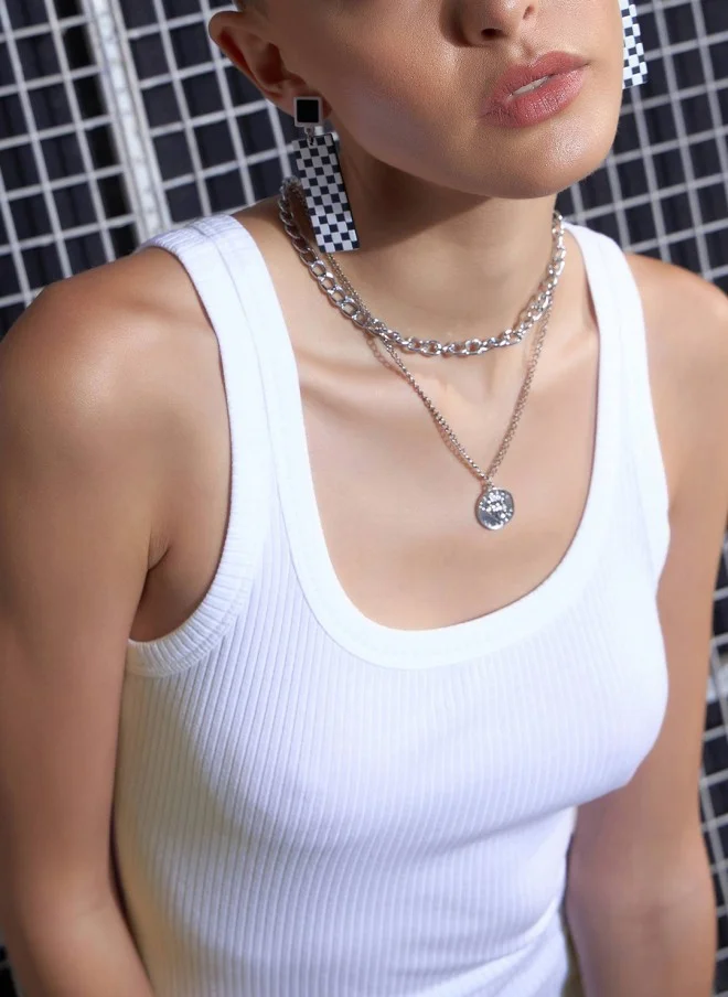 ساسافراس White Scoop Neck Tank Top for Women