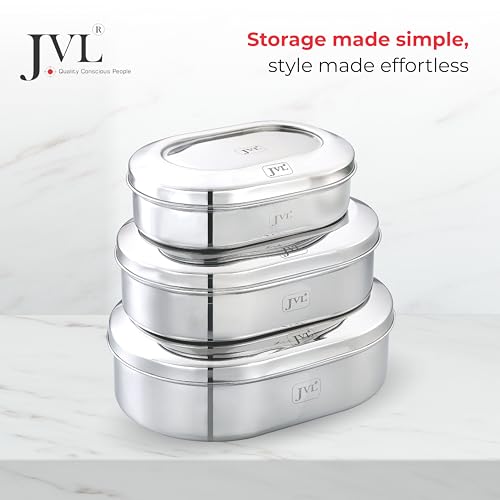 JVL Stainless Steel Kitchen's Storage Costa Capsule Shape Container Box with Steel Lid (1350 ml- Small) - Image 3