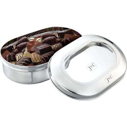 JVL Stainless Steel Kitchen's Storage Costa Capsule Shape Container Box with Steel Lid (1350 ml- Small) - Image 1