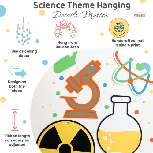 Pinfliers Science Theme Paper Hangings, 6 Pieces, Blue, Yellow, Green, Orange - Image 2