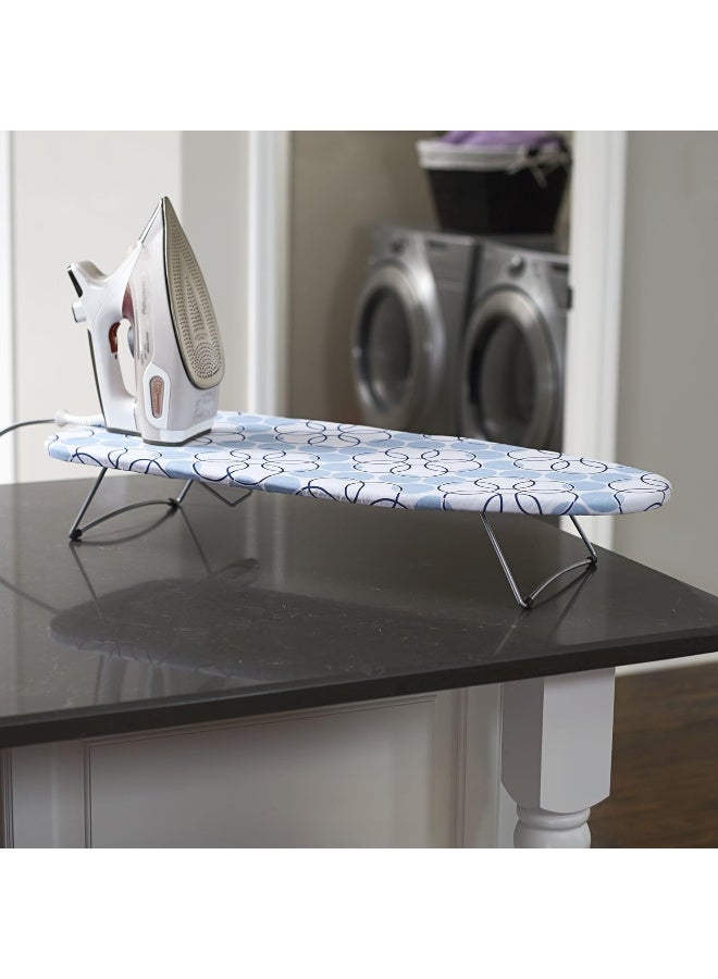 Household Essentials Household Essentials 122101 Small Tabletop Ironing Board with Folding Legs  Magic Rings Cover and PadBlue Rings  - Image 5