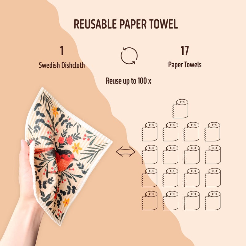 Augine Swedish Dishcloths for Kitchen, 8 Pack Reusable Paper Towels Washable, Super Absorbent Kitchen Towels, No Odor, Biodegradable, Quick Drying, Dishwasher Safe - Image 4