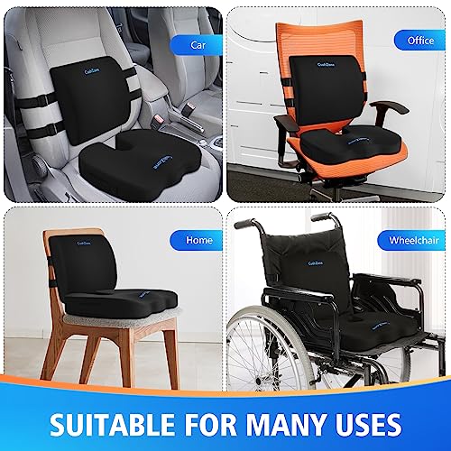 CushZone Seat Cushion, Lumbar Support Pillow with Adjustable Strap-Chair Cushions for Sciatica Pain Relief-with Washable Cover for Car, Travel and Wheelchair, Black, X-Large - Image 5