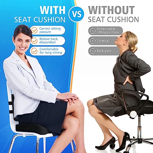 CushZone Seat Cushion, Lumbar Support Pillow with Adjustable Strap-Chair Cushions for Sciatica Pain Relief-with Washable Cover for Car, Travel and Wheelchair, Black, X-Large - Image 3