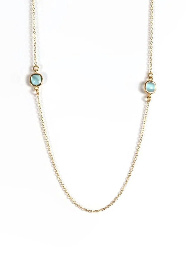 فارما قلادة مع الكوارتز الفيروزي قابل للتعديل مطلي بالذهب عيار 18 - Image 1