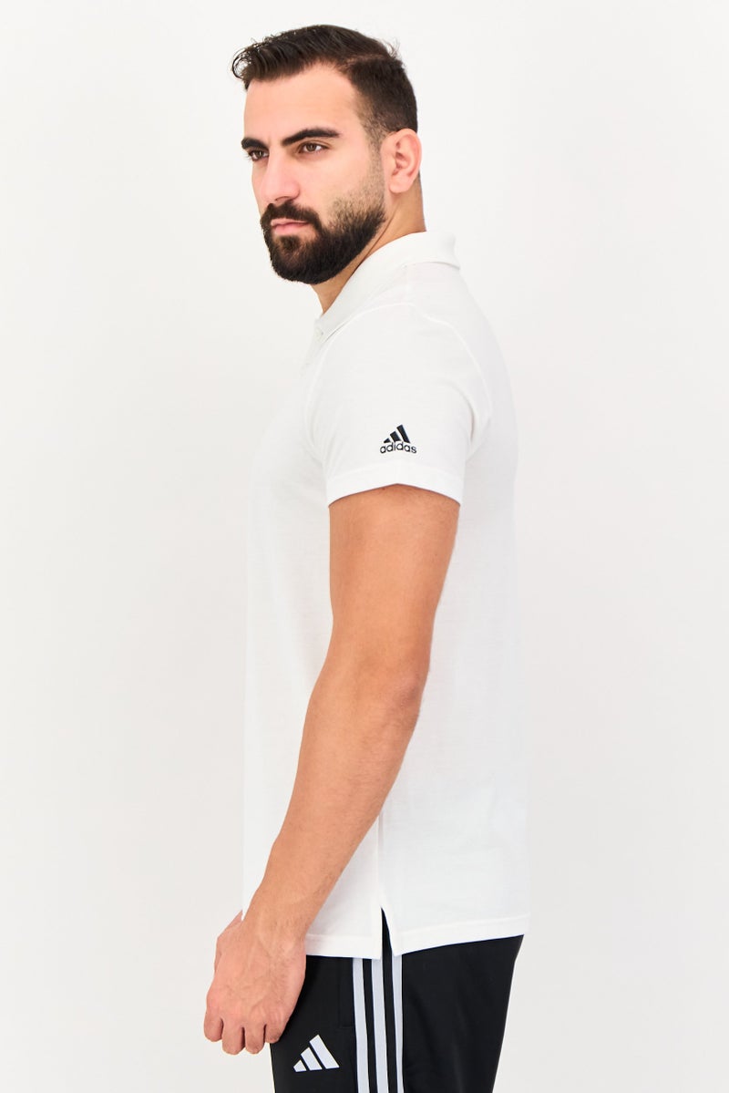 Adidas Men Sportswear Fit Short Sleeve Outdoor Polo Shirt, White - Image 3