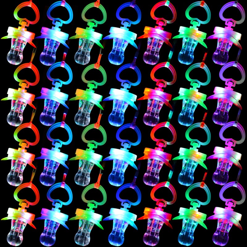 YOFOBU 30 PCS LED Pacificers LED Light Up Pacifiers Necklace Flashing Pacifiers Whistles LED Rave Pacifiers Glowing Pacificer Glow in The Dark Party Favors for HalloweenChristmasBirthday6 Random Colors - Image 2