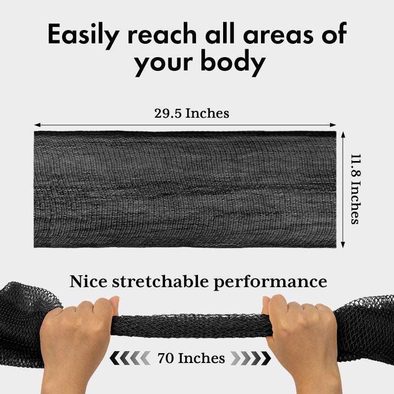 Bathway African Net Sponge Authentic 3 Pieces with Storage Bag, African Exfoliating Net Sponge Washcloth, Exfoliating Body Scrubber Bath Sponge Bathing Accessories (Blue & Black & Golden) - Image 3