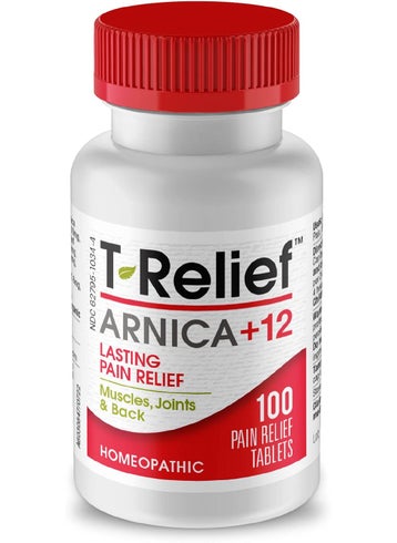 MediNatura T-Relief Arnica +12 Natural Relieving Actives for Back Pain Joint Soreness Muscle Aches & Stiffness Whole Body Fast-Acting Relief for Women & Men - 100 Tablets 