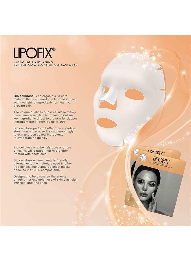 LIPOFIX Anti Aging Lifting Hydrating Facial Bio Cellulose Face Mask Sheet For Fine Line Reducing And Skin Radiance. Made in Korea 5 Masks - Image 4