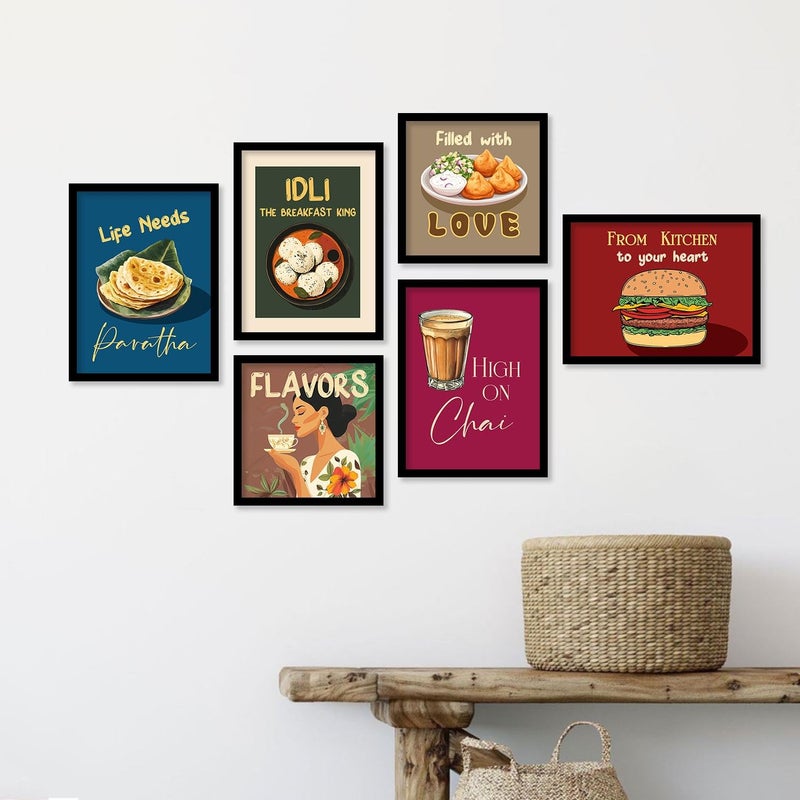 kotart Premium Wall Art Retro Theme Cooking Food Kitchen Quotes Wall Poster with Frame Bar Lounge Restaurant Kitchen Decoration Items Caf Wall Dcor Set of 8 Art 2 Small 10x13 or 10x10 inch Framed - Image 4