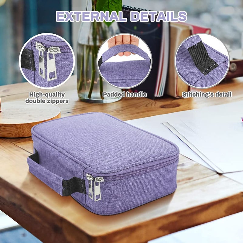 Number-one Large Capacity Pencil Case, 72 Slots Colored Pencil Pouch Bag Portable Pencil Holder Stationery Organizer with Compartments for Office and Travel, Purple - Image 4